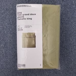 IKEA PUDERVIVA KING LINEN Duvet cover Beautiful Olive Green. New Sealed package